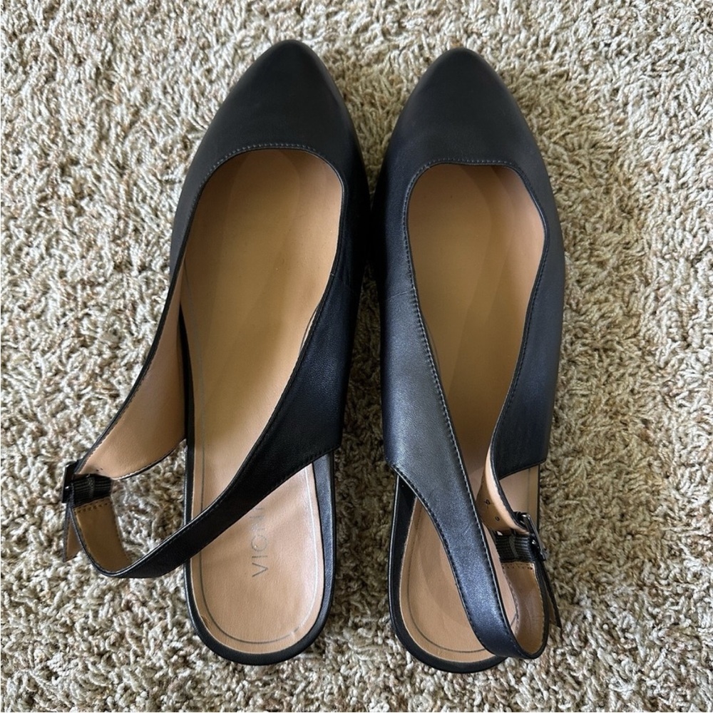 Vionic Jade Pointed Toe Sling Back Black Napa Lea… - image 5